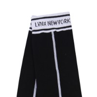 Ảnh của [LYNX] Tất dài nữ màu đen in logo chữ Lynx New York phối đường line dọc 
