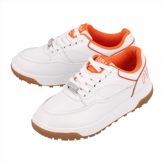 Ảnh của [PEARLY GATES] Giày golf trang trí bằng kim loại dành cho nữ phối màu trắng cam