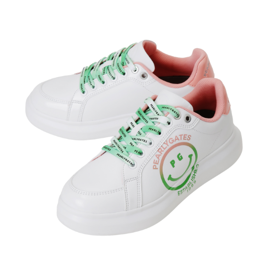 Ảnh của [PEARLY GATES] Giày golf logo gradient nụ cười dành cho nữ phối màu trắng xanh lá cây