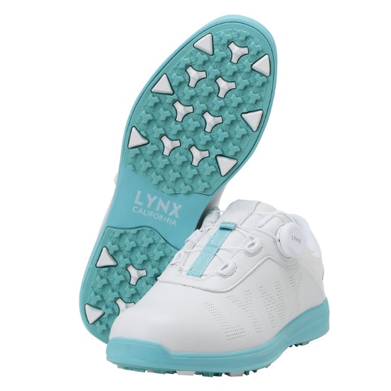 Ảnh của [LYNX] Giày golf cho nam đế đinh khóa BOA màu trắng phối xanh babyblue
