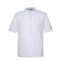 Ảnh của [FANTOM] Áo cộc tay sơ mi cổ henley màu ghi sáng cho nam