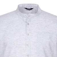 Ảnh của [FANTOM] Áo cộc tay sơ mi cổ henley màu ghi sáng cho nam