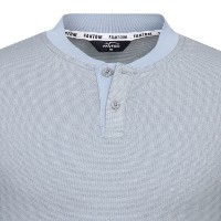 Ảnh của [FANTOM] Áo dài tay thun cổ henley có cúc cài màu xanh dương