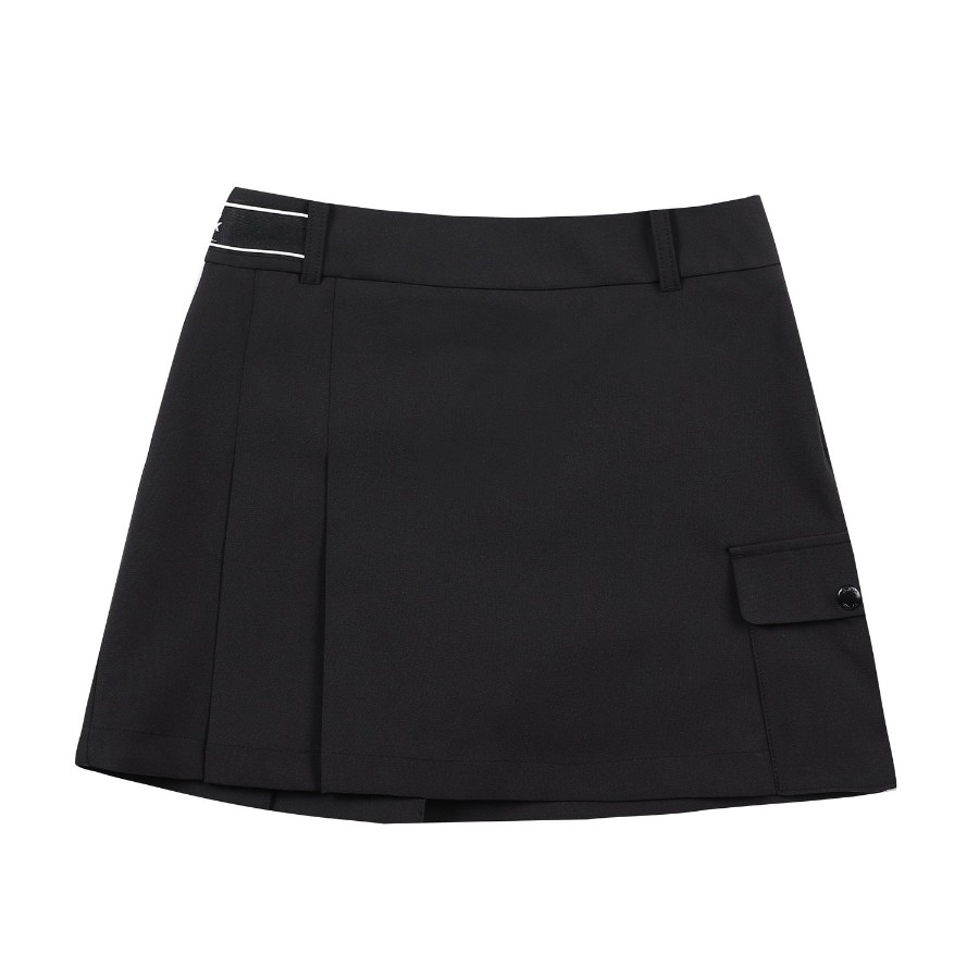 Ảnh của [Volvik APPAREL] Quần short culotte chữ A có túi xếp ly bên ngoài dành cho nữ màu đen