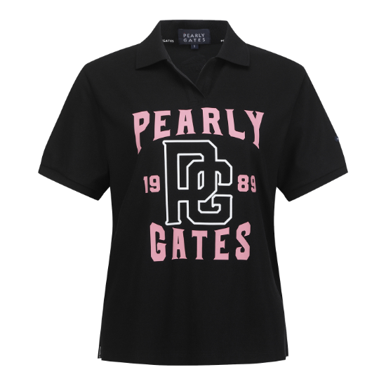 Ảnh của [PEARLY GATES] Áo cộc tay cổ polo phối chữ nổi bật màu đen cho nữ