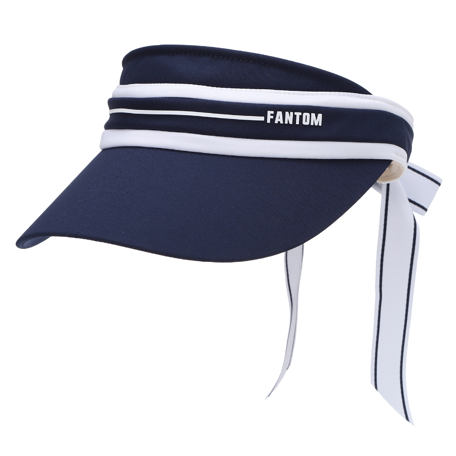 Ảnh của [FANTOM] Mũ lưỡi trai nửa đầu màu xanh navy đính nơ ruy băng cho nữ